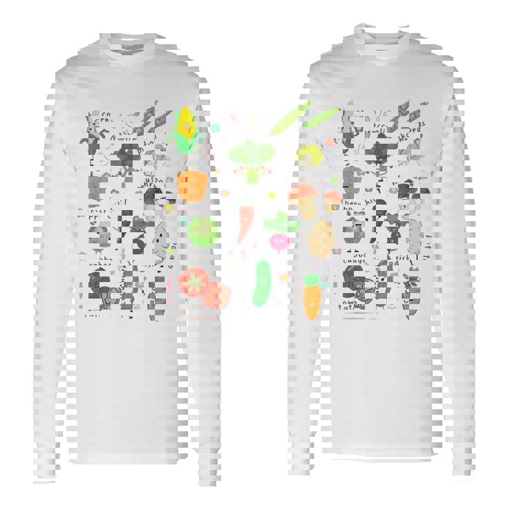 かわいい野菜 かわいい野菜 ヘルシーフード 食べる ビーガン 長袖Tシャツ