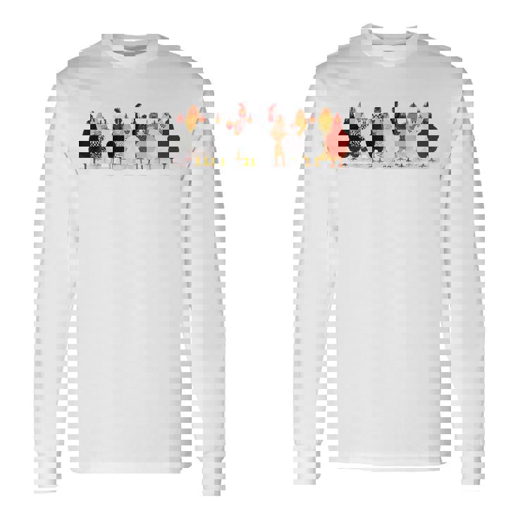 かわいい鶏 洋画 恋 春 パステル 長袖Tシャツ ギフトのアイデア