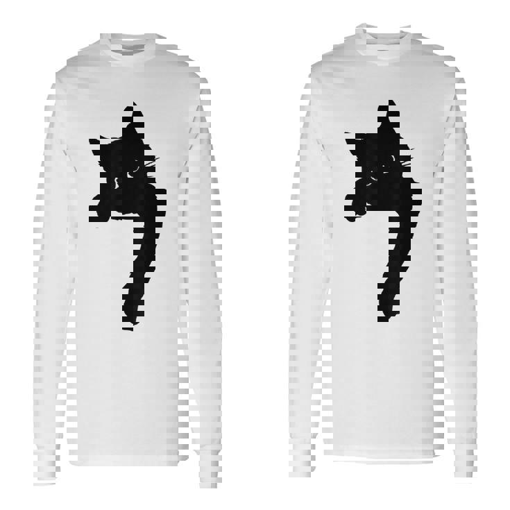 かわいい黒猫tシャツ ユニセックス 長袖Tシャツ ギフトのアイデア