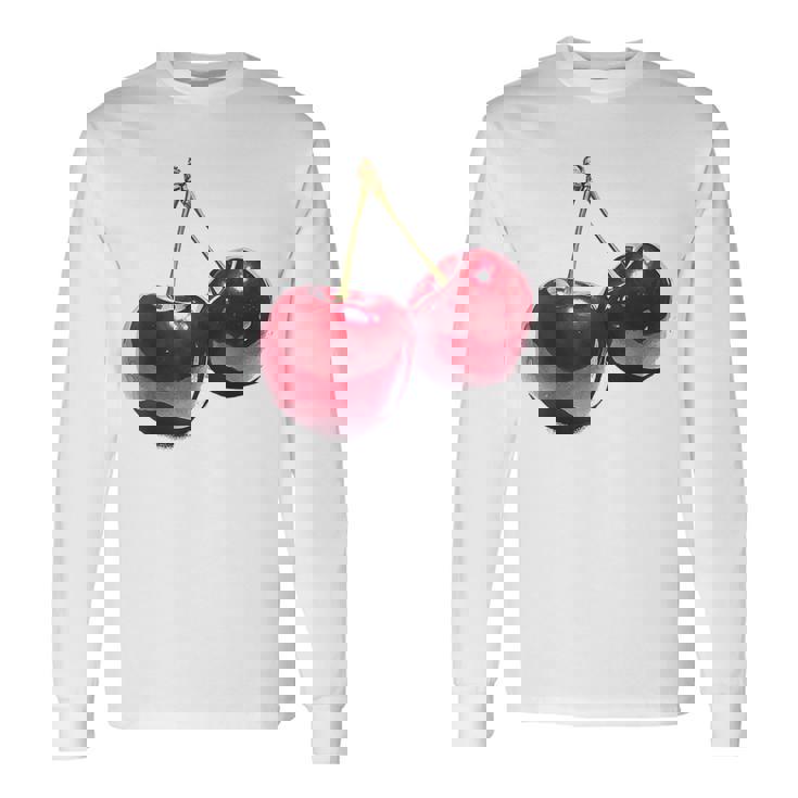 さくらんぼ フルーツ モチーフ イラスト さくらんぼ 長袖Tシャツ