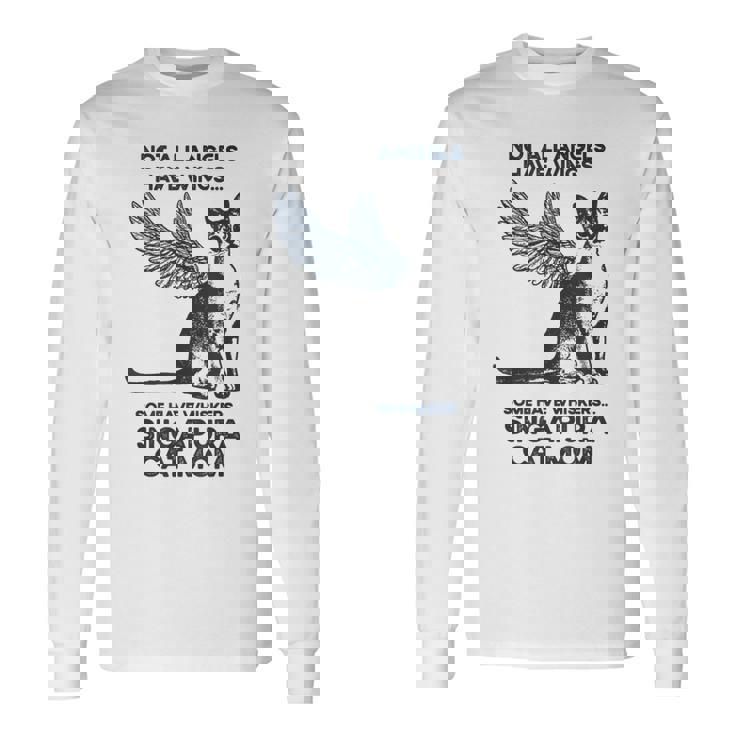 すべての天使に翼があるわけではない-マザーシンガプーラキャットママ 長袖Tシャツ