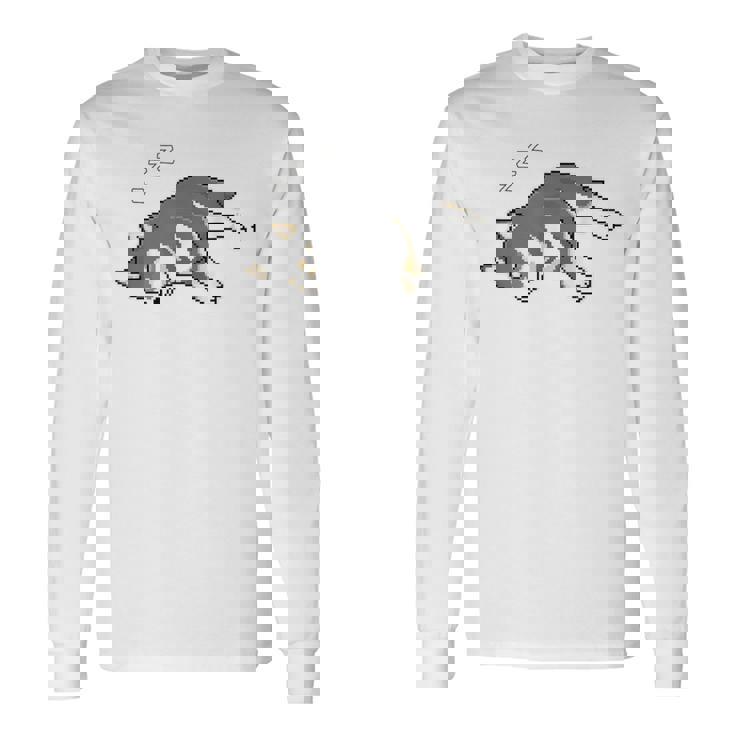 すやすや眠る黒柴 柴犬のドット絵 長袖Tシャツ