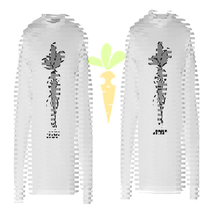 にんじん 人参 顔 イラスト かわいい おもしろ 簡単 シンプル ゆるい 野菜 長袖Tシャツ