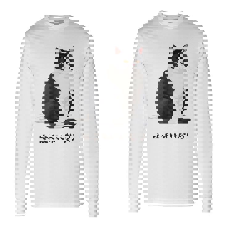 ねこのいいなり 猫 ネコ ぽっちゃり ハチワレ猫 黒白猫 白黒猫 イラスト 猫好き おしゃれ かわいい 長袖Tシャツ