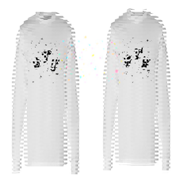 はぴば 誕生日 記念 誕生会 パーティー おめでとう バースデー ハッピーバースデー ハピバ 紙吹雪 主人公 主役 ネタ 長袖Tシャツ