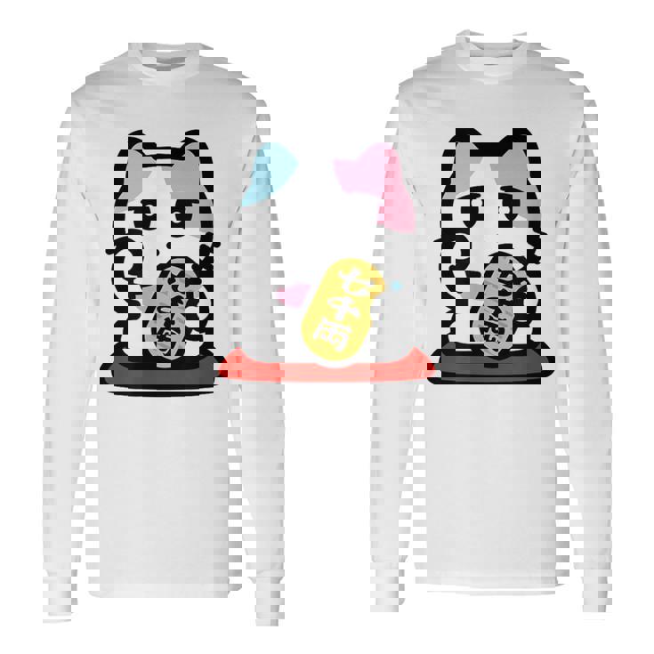 びーえするるる【Bsテレ東公式】まねきねこイラストtシャツ（ホワイト） 長袖Tシャツ