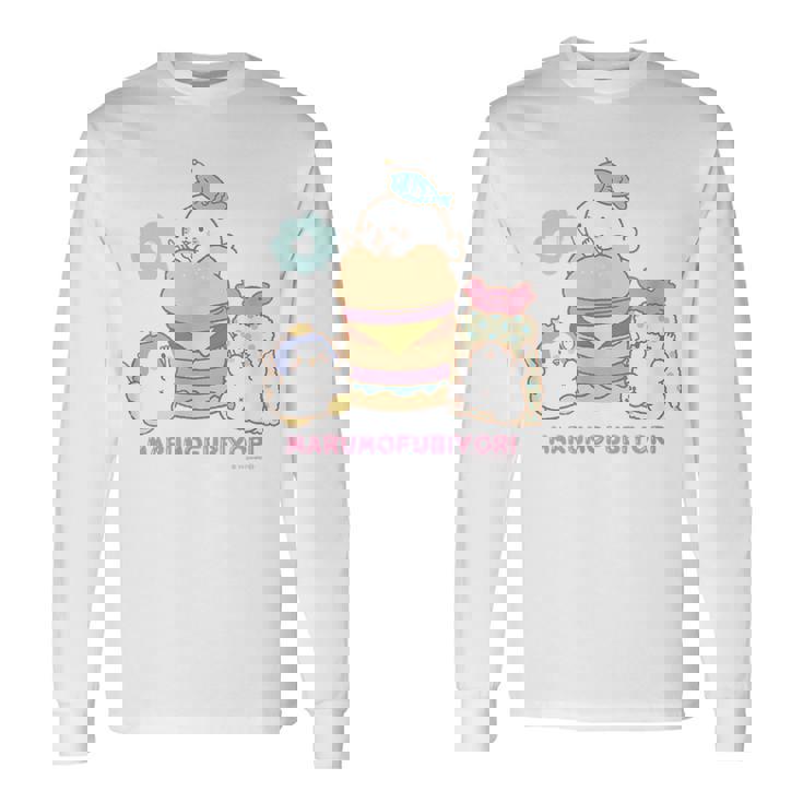 まるもふびより ハンバーガー 長袖Tシャツ