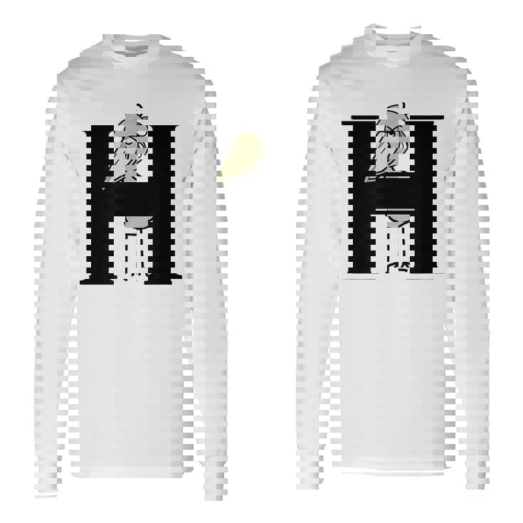 みんな大好きハシビロコウ 動かない鳥 はしび郎クラブ Hアルファベット ロゴ 長袖Tシャツ