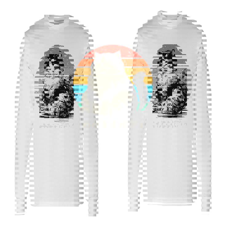 わがままボディ 猫 ねこ 太ったねこ ぽっちゃり ねこ好き かわいい おもしろ 面白い おもろい 手書き レトロ 長袖tシャツ 長袖Tシャツ