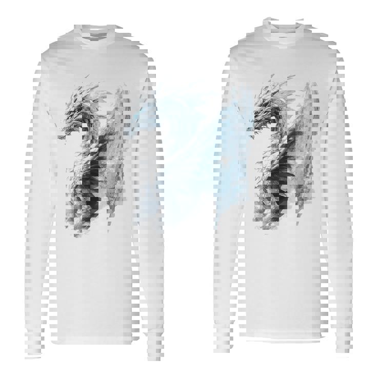 アイスドラゴン グラフィック 神話アート アイスドラゴン 長袖Tシャツ