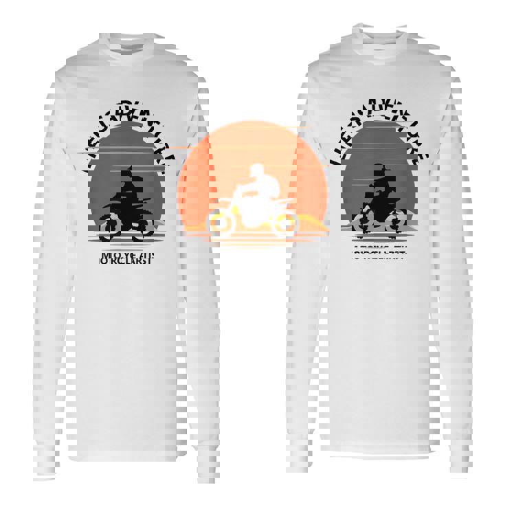 アドベンチャー バイク おもしろ ツーリング 人生は冒険だ オフロードバイクバイク イラスト 長袖Tシャツ