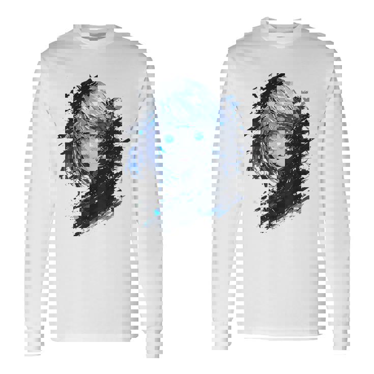 アニメ 漫画 グラフィック 青い目 アート アニメ 長袖Tシャツ