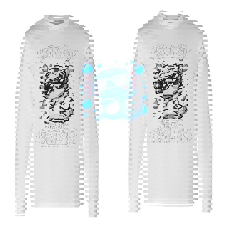 アホロートルを愛するjust A Boy 長袖Tシャツ