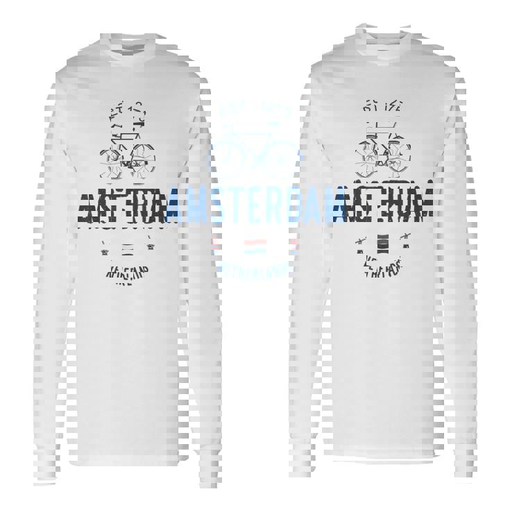 アムステルダム バイク シティ アムステルダム バイクタウン オランダの国旗 長袖Tシャツ