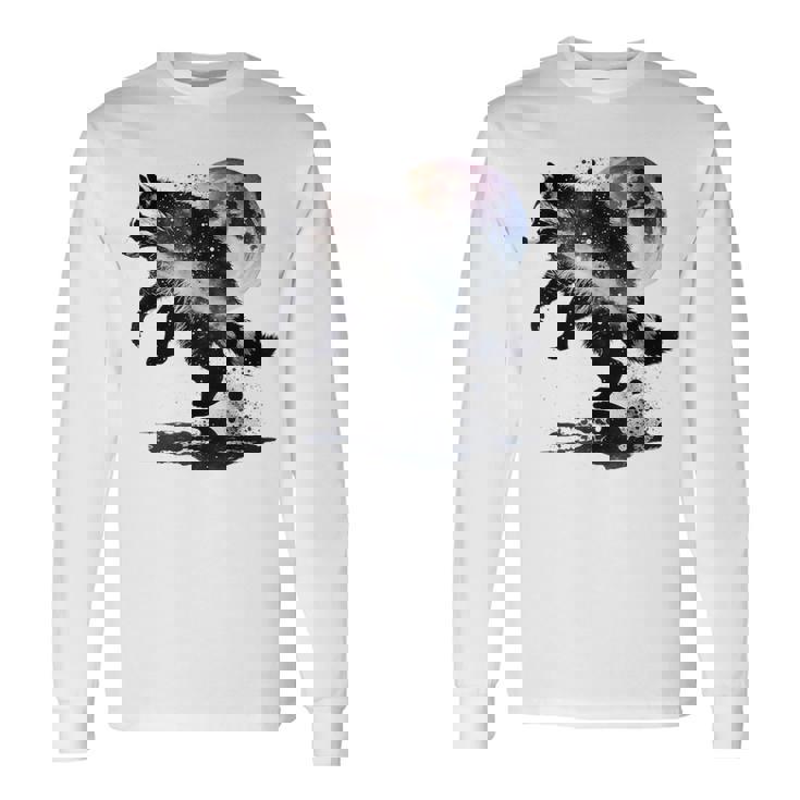 アライグマ アニマルモチーフ ムーンアート アニマルプリント アライグマ 長袖Tシャツ