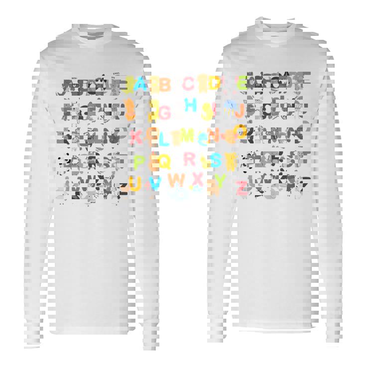 アルファベット動物学習abc キュート キッズ 教育 小道具 長袖Tシャツ