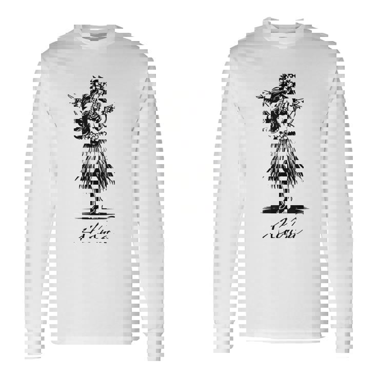 アロハ ハワイ ハワイアン ヴィンテージ ワヒネ フラダンス ダンサー ガール 長袖Tシャツ