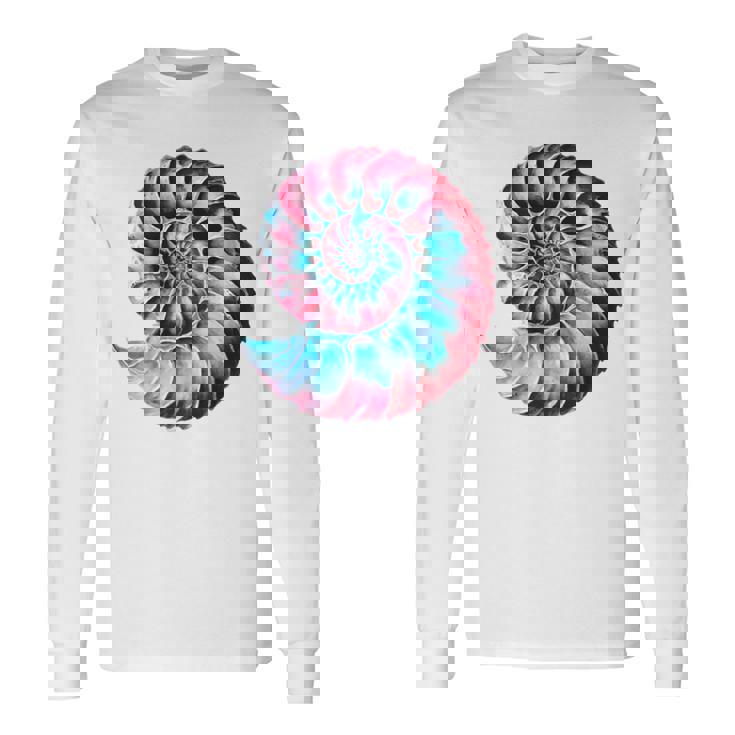 アンモナイトスパイラル貝殻 長袖tシャツ 長袖Tシャツ