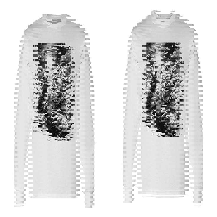 イエティ Ufo 平和 クリプティッド ユーモア マウンテン遭遇 長袖tシャツ 長袖Tシャツ