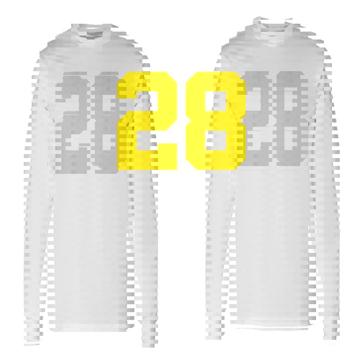 イエローナンバー28 背面 スポーツチーム ジャージ番号 長袖Tシャツ