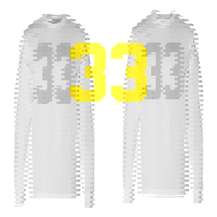 イエローナンバー33 背面 スポーツチーム ジャージ番号 長袖Tシャツ