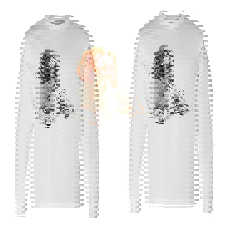 イングリッシュセッター 犬 モチーフ ペット アートワーク イングリッシュセッター 長袖Tシャツ