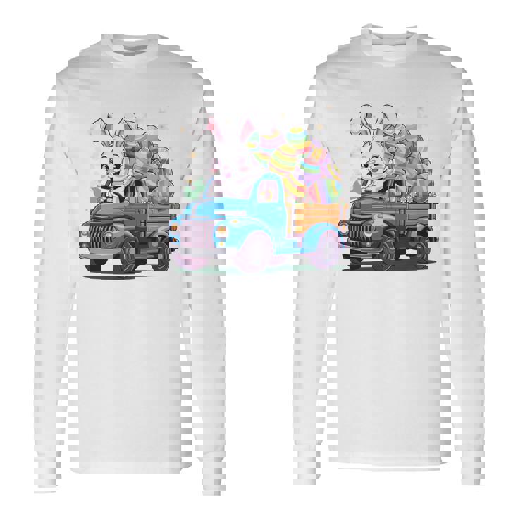 イースタートラッカー-面白いイースターバニーボーイズイースターネストトラック 長袖tシャツ 長袖Tシャツ ギフトのアイデア