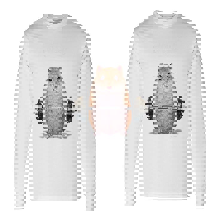 ウェイトリフティング 筋トレ バーベル やる気がないなら家に帰れ ジャンガリアンハムスター 長袖Tシャツ