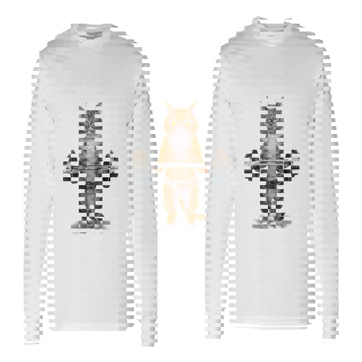 ウェイトリフティング 筋トレ バーベル やる気がないなら家に帰れ 赤毛 猫 ねこ 長袖Tシャツ