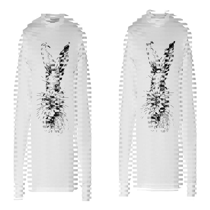 ウッドランド バニー コテージコア 花 春 素朴なイースター 長袖Tシャツ