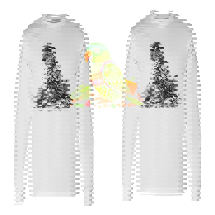 ウロコインコ フルーツアート トロピカル キウイ りんご ナッツ 長袖Tシャツ