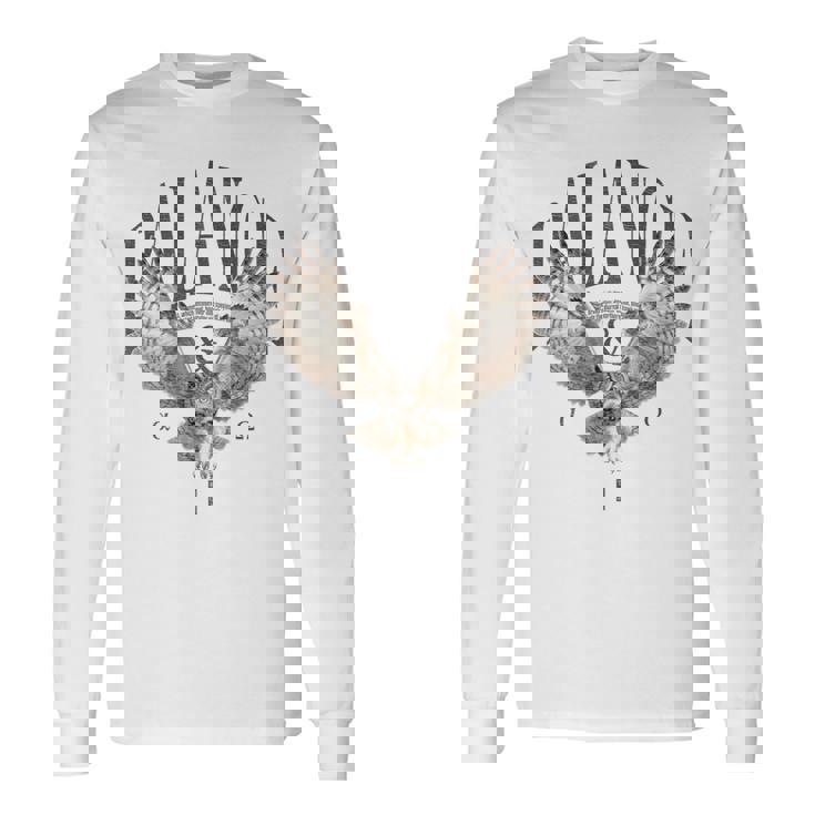 エレガントな夜フクロウ野生動物フクロウ鳥バックプリント フクロウ 長袖Tシャツ ギフトのアイデア