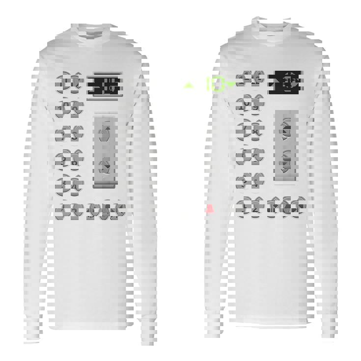 エレベーターボタン おもしろエレベーター 長袖Tシャツ