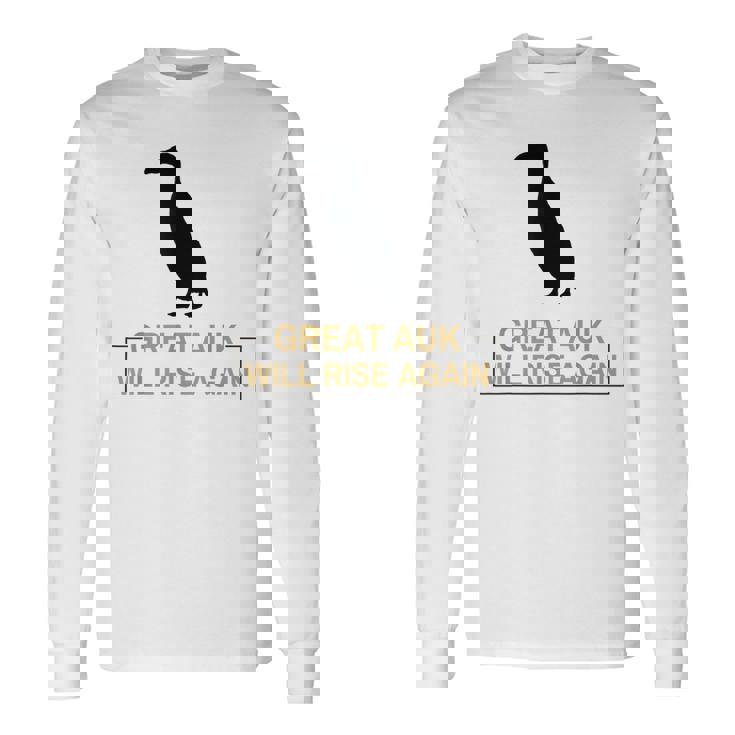 オオウミガラスは再び復活する 絶滅した飛べない鳥ペンギン 長袖Tシャツ