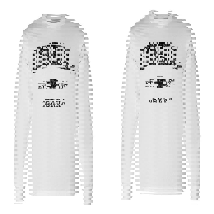 オニール ネブラスカ Ne ビンテージ アスレチック ブラック スポーツデザイン 長袖Tシャツ