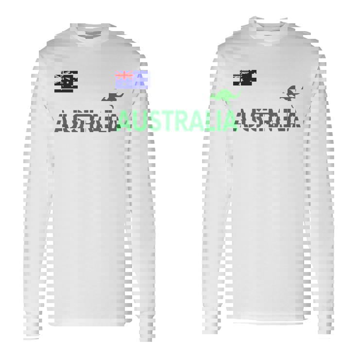 オーストラリア 国旗 カンガルー サッカー ラグビー フットボール 水泳 応援 長袖Tシャツ