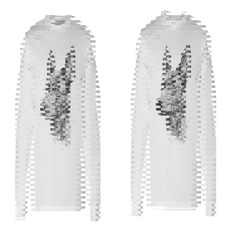 オーストラリアンケルピー 犬 モチーフ ペット アートワーク オーストラリアンケルピー 長袖Tシャツ