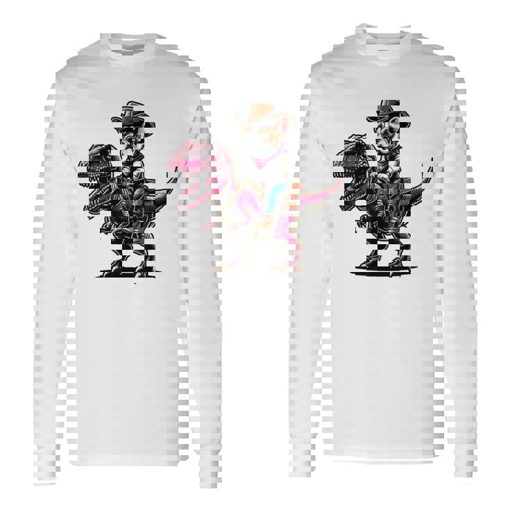 カウボーイ フレンチブルドッグ ライディング A ティラックス かわいいフレンチー 長袖Tシャツ