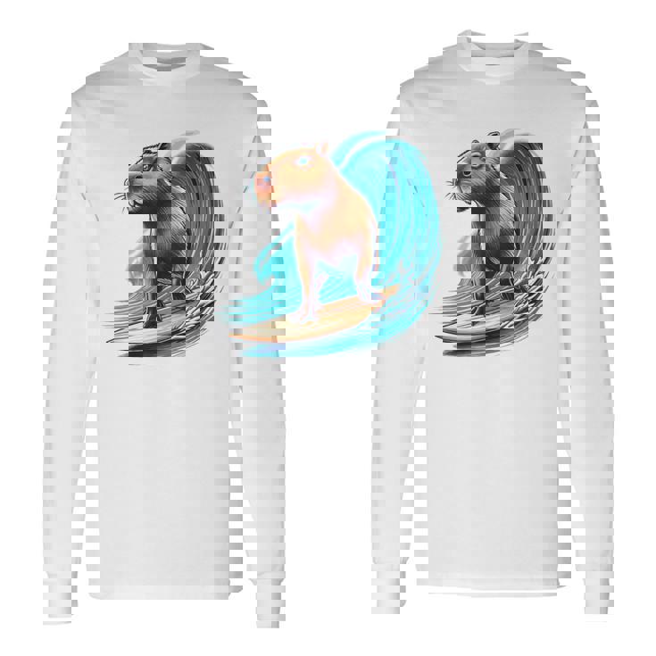 カッコイイ カピバラ サーファー サーフボード サーフィン メンズ レディース キッズ キャピー 長袖Tシャツ ギフトのアイデア