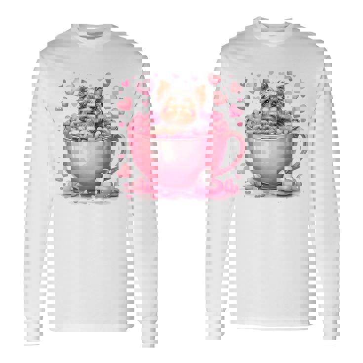 カップに入った子犬 長袖tシャツ 長袖Tシャツ