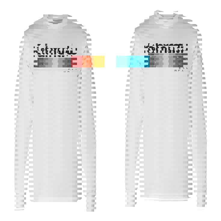 カトマンズ ネパール レトロスタイル ビンテージデザイン 長袖Tシャツ