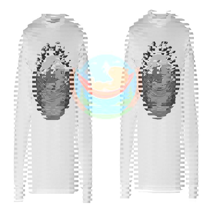 カピバラ 寝るデザイン カピバラ 飼い主 動物好き 長袖Tシャツ