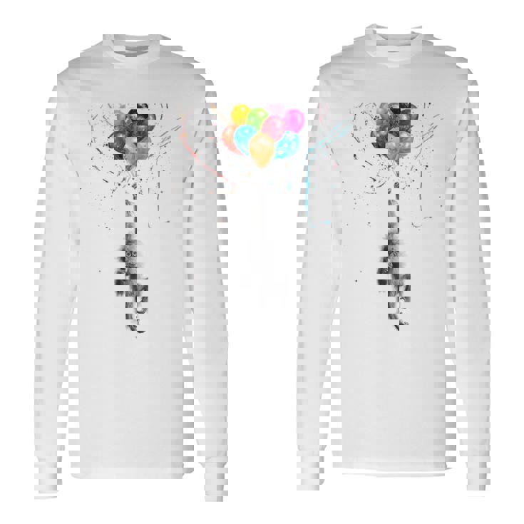 カラフルな顔 赤ちゃん オランウータン ハンギングバルーン グラフィック 猿 長袖Tシャツ