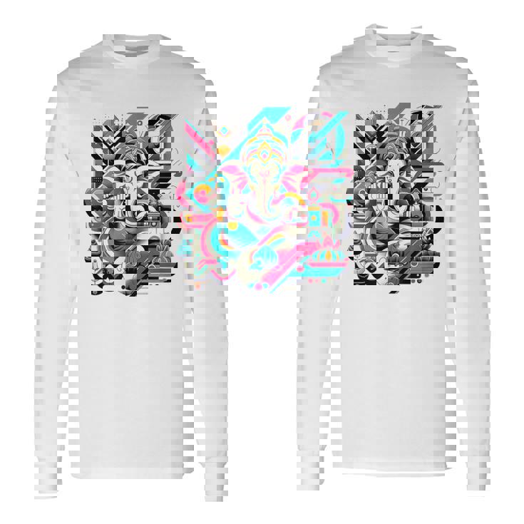 ガネーシャモダンポップ 長袖Tシャツ