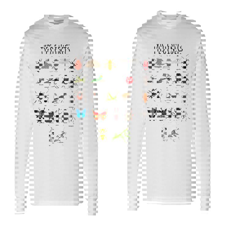 キッズ 昆虫の種類バグ識別科学 長袖Tシャツ