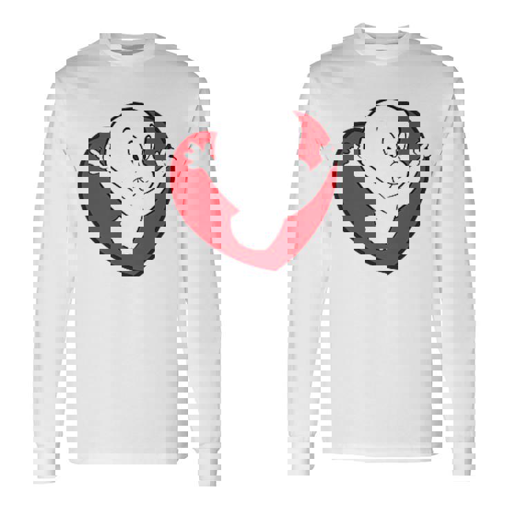 キャスパー・ザ・フレンドリー・ゴースト バレンタインデーのフロント&バック 長袖Tシャツ