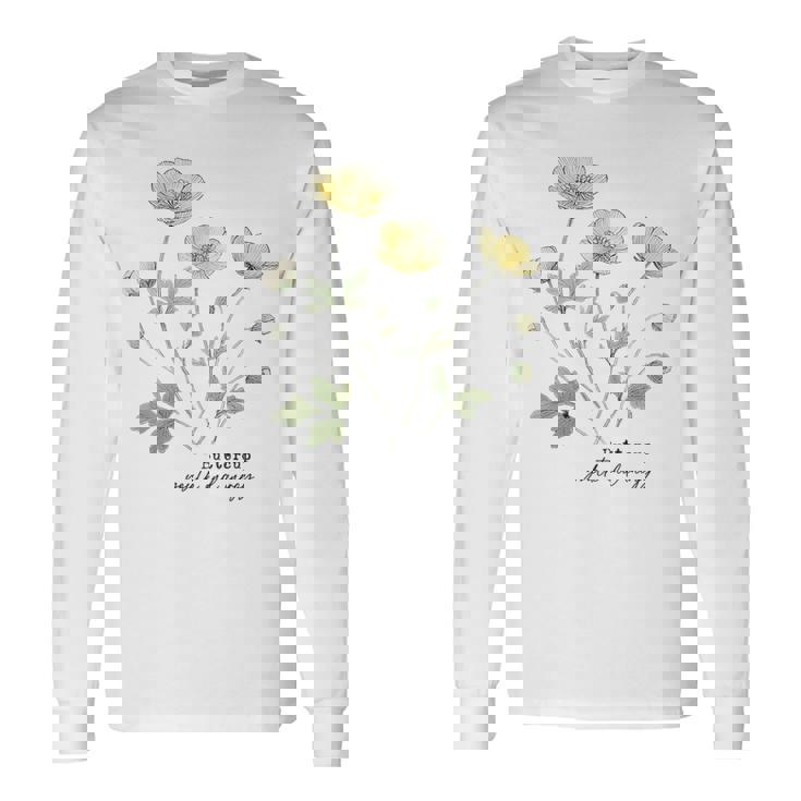 キンポウゲ 花柄 ボタニカルtシャツ ヴィンテージ 自然 野花 アート 長袖Tシャツ