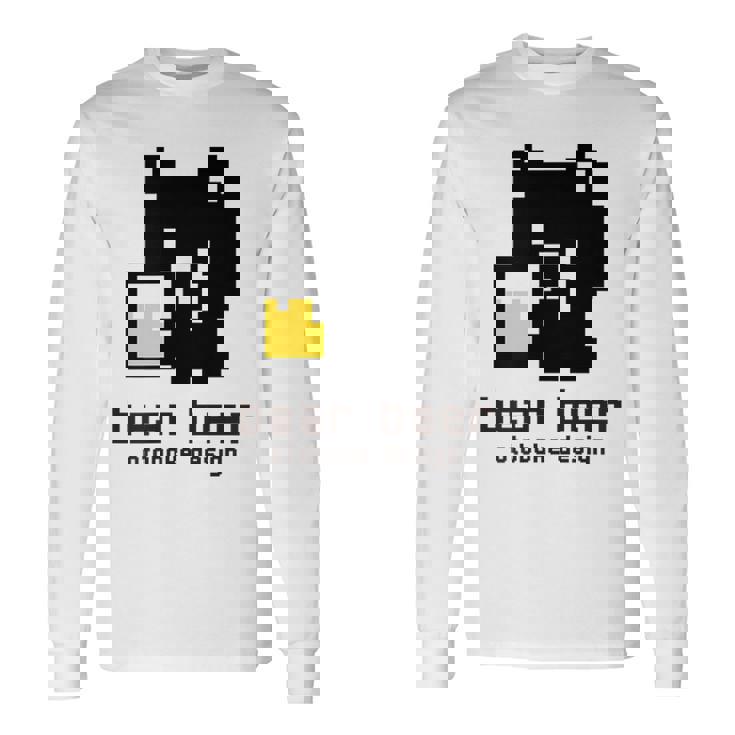 クマ ビール ドット絵 かわいい レトロ 長袖Tシャツ