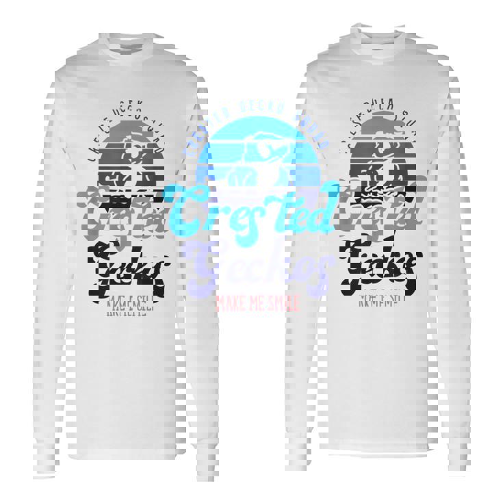 クレステッドゲッコーは私を笑顔にする エキゾチックなトカゲ 長袖Tシャツ