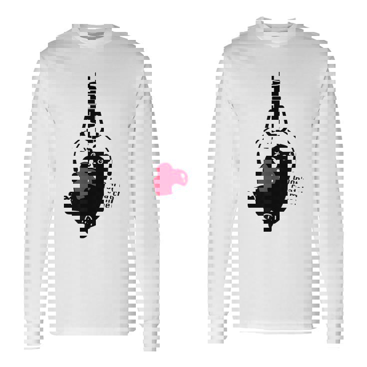 クレーンゲーム アーム Ufoキャッチャー 熊 ぬいぐるみ シルエット イラスト おもしろ Don't Catch Me 長袖Tシャツ